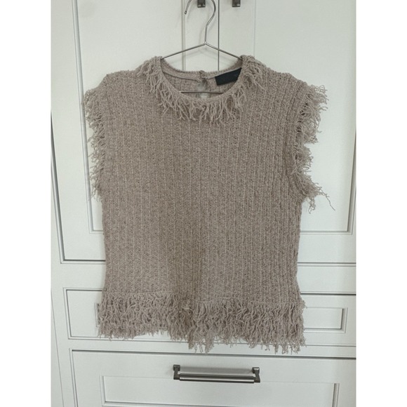 Zara Sweaters - Zara Boho-Chic Textured Knit Vest with Fringes Size L